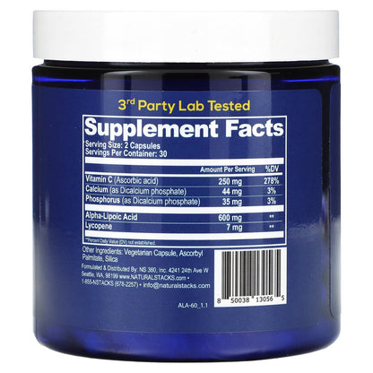 Natural Stacks, ALA+ Advanced Brain Antioxidants, 60 Vegan Capsules