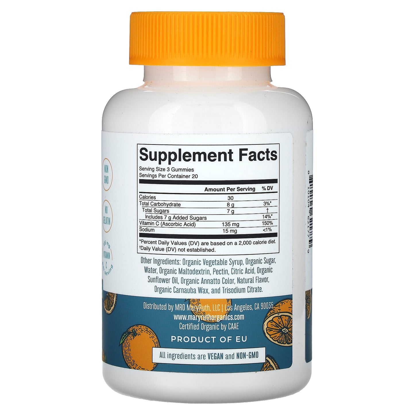 MaryRuth's, Organic Vitamin C Gummies, Orange, 60 Gummies (45 mg per Gummy)