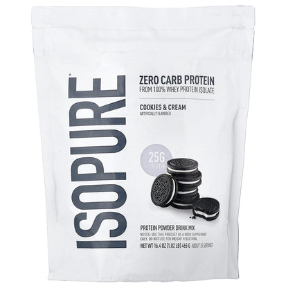 Isopure, Zero Carb Protein Powder, Cookies & Cream, 1.02 lb (465 g)