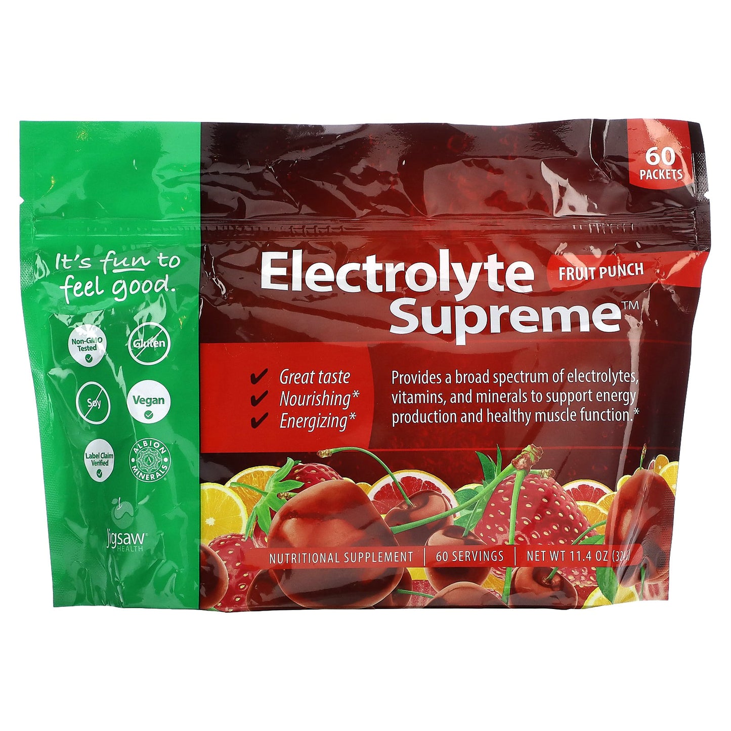 Jigsaw Health, Electrolyte Supreme™, Fruit Punch, 60 Packets, 5.6 g Each