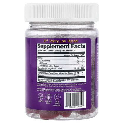 Natural Stacks, Kids Sleep Magnesium Gummies With Melatonin & Chamomile, Ages 4+, Mixed Berry,  30 Vegan Gummies