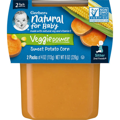 Gerber, Natural for Baby, Veggie Power, 2nd Foods®, Sweet Potato Corn, 2 Pack, 4 oz (113 g) Each