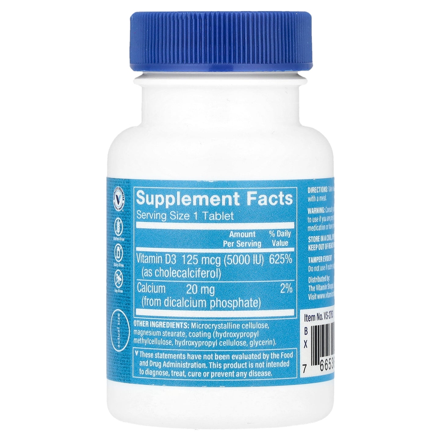 The Vitamin Shoppe, Vitamin D3, 125 mcg (5,000 IU) , 120 Tablets