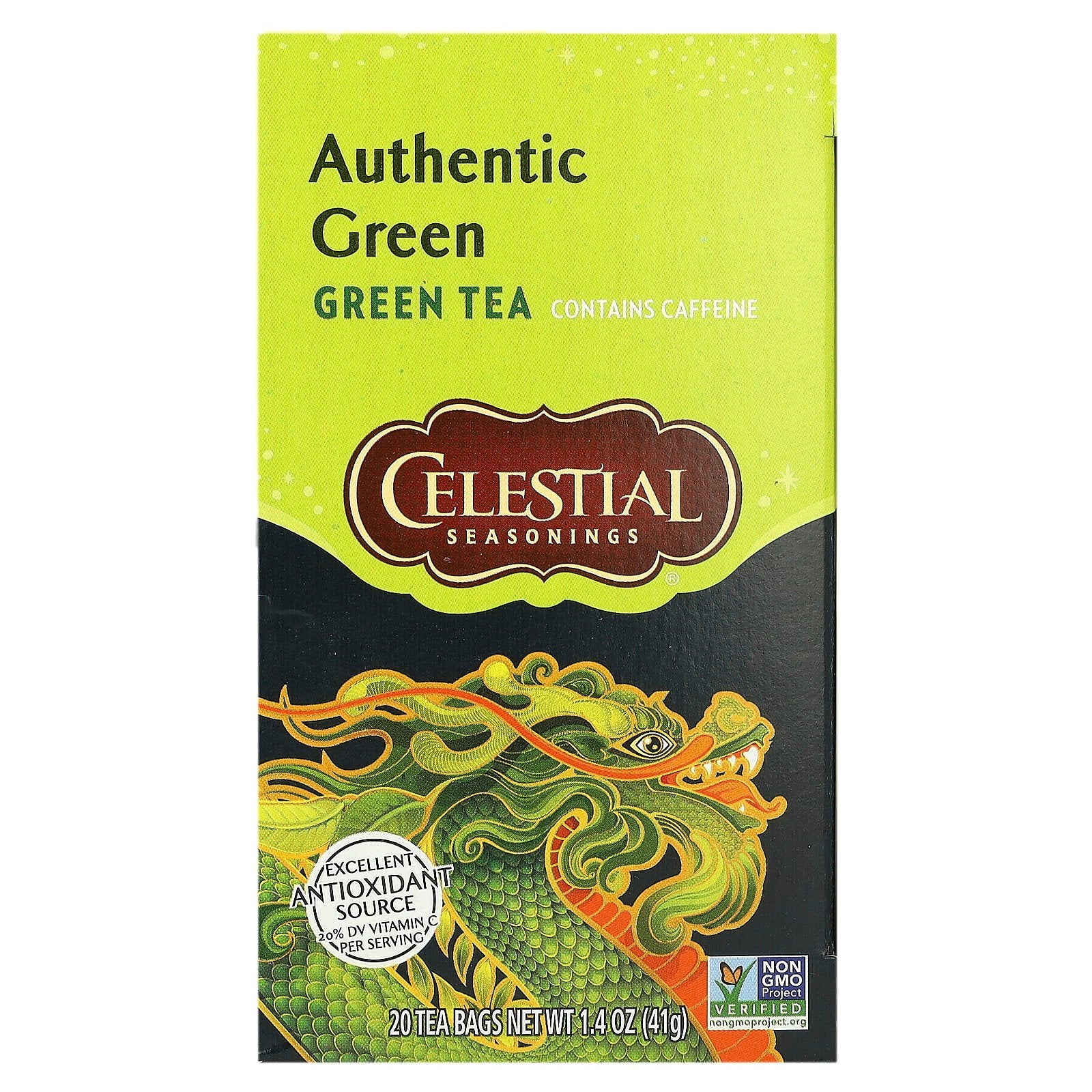 Celestial Seasonings, Authentic Green Tea , 20 Tea Bags, 1.4 oz (41 g)