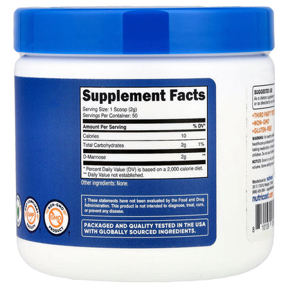 Nutricost, D-Mannose, Unflavored , 3.6 oz (100 g)