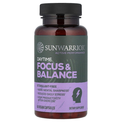 Sunwarrior, Focus & Balance, Daytime, 60 Vegan Capsules