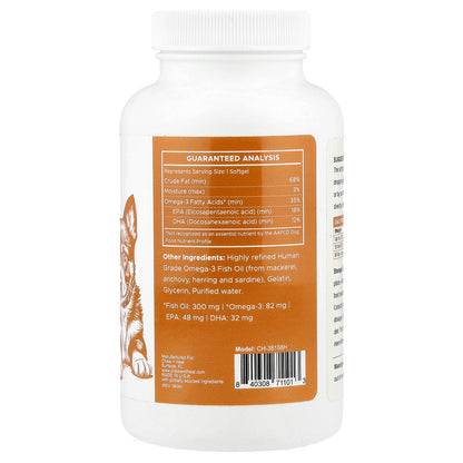 Chew + Heal, Mini Wild-Caught Omega-3 Softgels, For Dogs and Cats, 180 Softgels