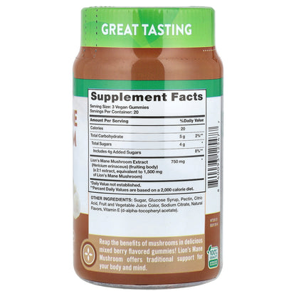 Nature's Truth, Lion's Mane Mushroom Gummies, Delicious Mixed Berry, 60 Gummies