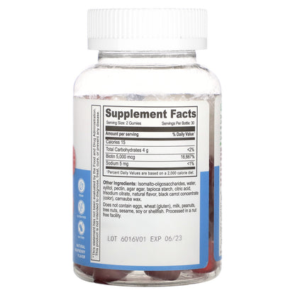 Lifeable, Biotin Gummies, Sugar Free, Natural Raspberry, 60 Gummies (2,500 mcg per Gummy)