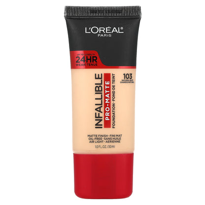 L'Oréal, Infallible, Pro-Matte Foundation, 103 Natural Buff, 1 fl oz (30 ml)