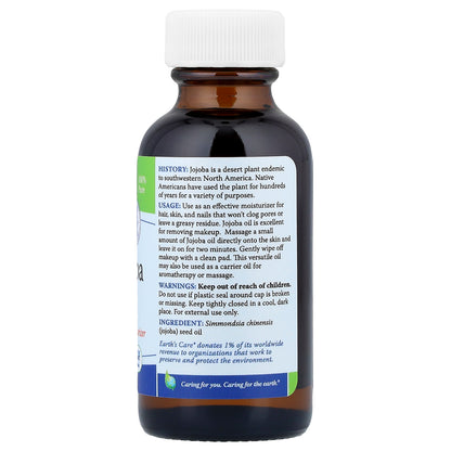 Earth's Care, 100% Pure Jojoba Oil, Cold Pressed, 1 fl oz (30 ml)