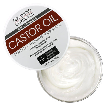 Advanced Clinicals, Dry Hair Rescue, Castor Oil, 12 oz (340 g)