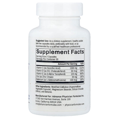 Advance Physician Formulas, Essential 5™ With Vitamins C, D, & E + Zinc & Selenium, 60 Vegetable Capsules