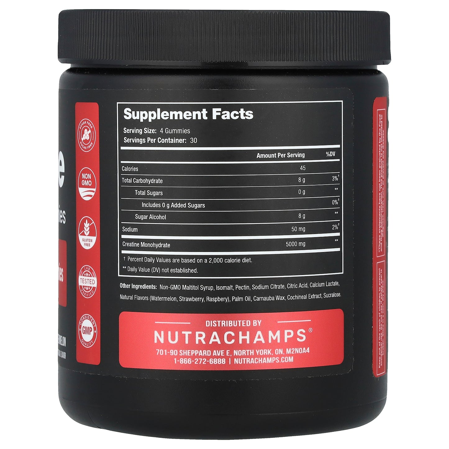 NutraChamps, Creatine Monohydrate Gummies, Watermelon, 5,000 mg, 120 Gummies (1,250 mg per Gummy)