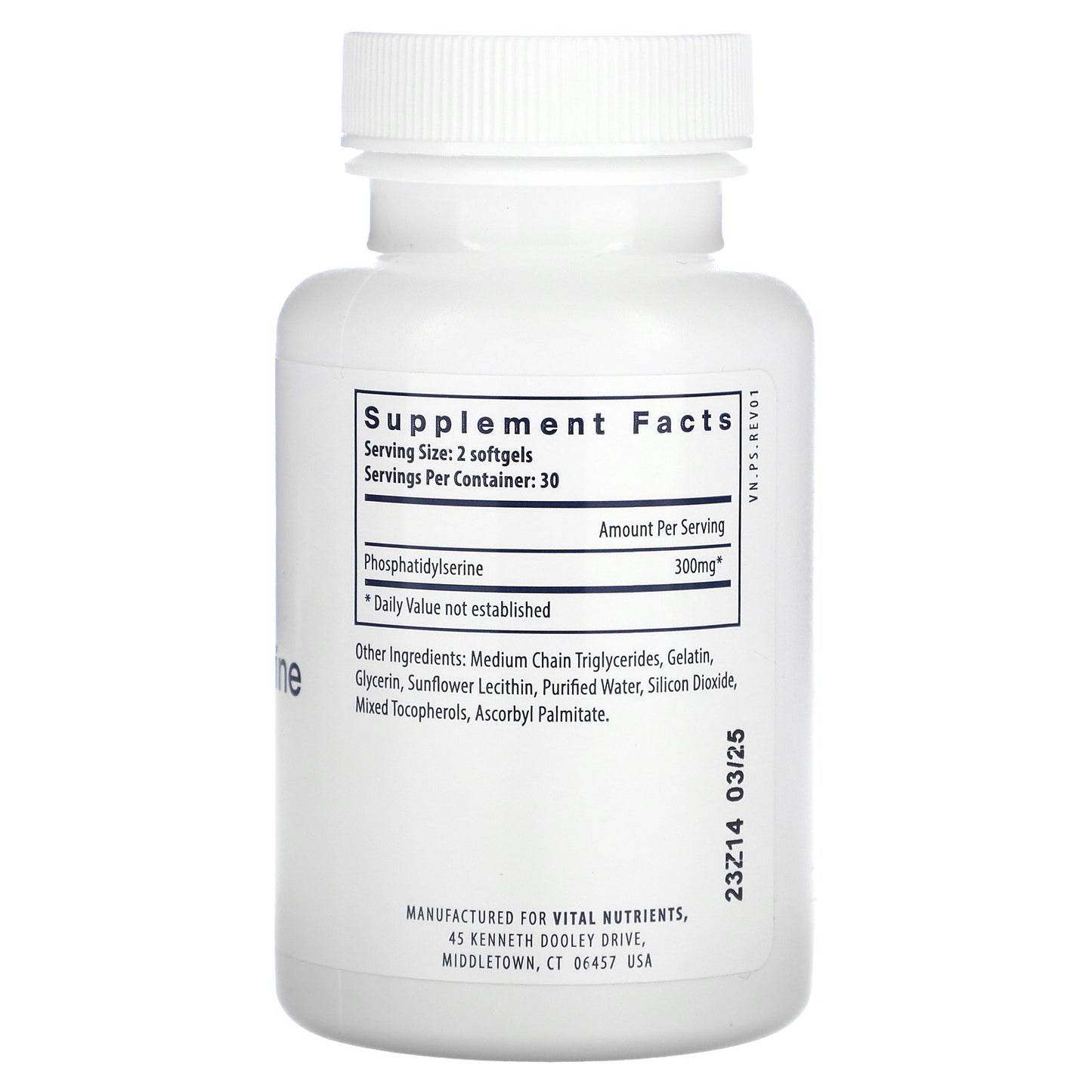 Vital Nutrients, Phosphatidylserine, 60 Softgels (150 mg per Softgel)