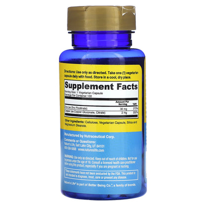 Nature's Life, Zinc, 100 Capsules