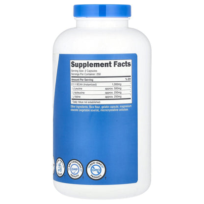 Nutricost, Performance, BCAA, 500 Capsules (500 mg per Capsule)