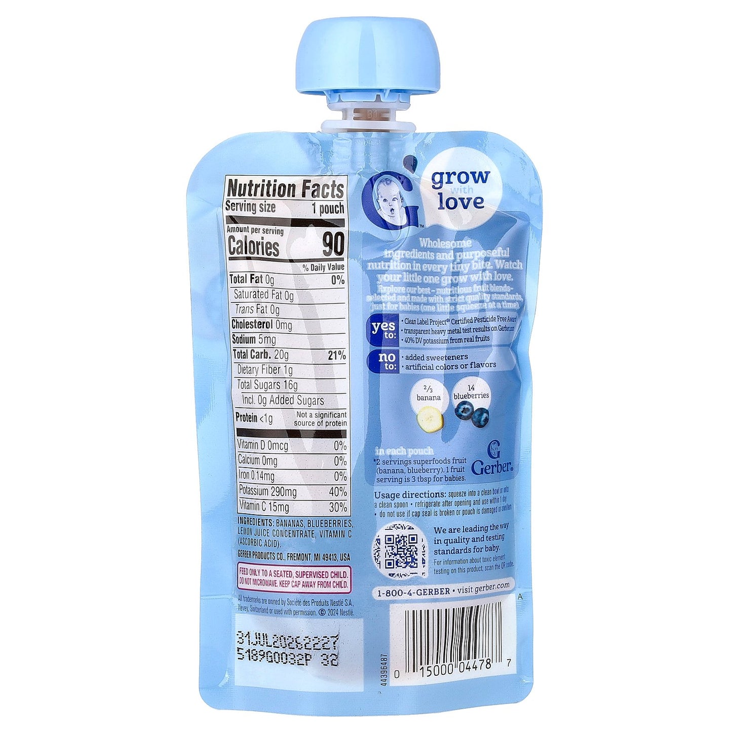 Gerber, Puree, Sitter, Banana & Blueberry, 3.5 oz (99 g)