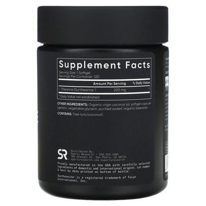 Sports Research, L-Theanine, 200 mg, 120 Softgels
