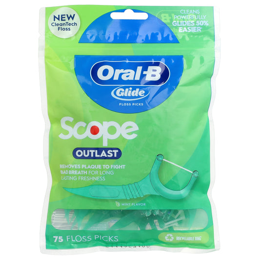 Oral-B, Glide, Scope Outlast Floss Picks, Mint, 75 Floss Picks