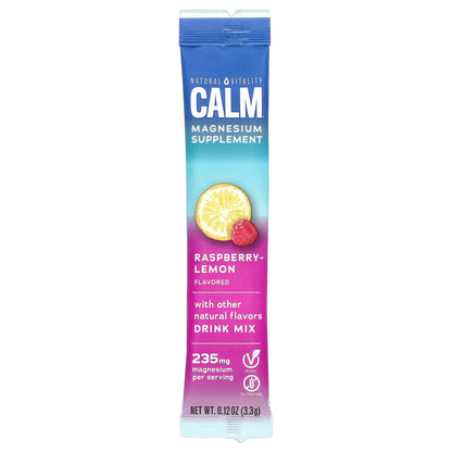 Natural Vitality, CALM®, Magnesium Supplement Drink Mix, Raspberry-Lemon, 30 Packets, 0.12 oz (3.3 g) Each