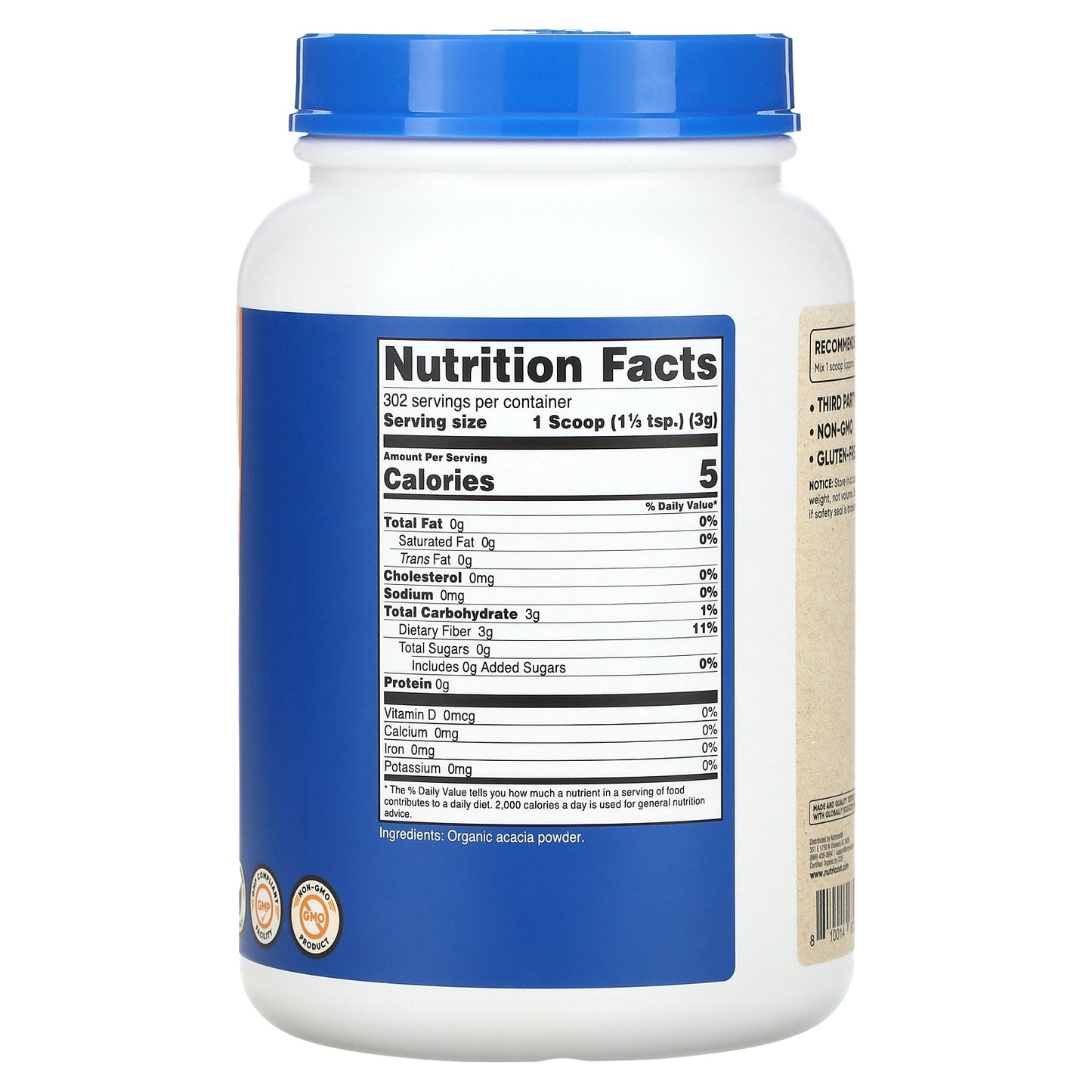 Nutricost, Organic Acacia Fiber Powder, Unflavored, 32 oz (907 g)