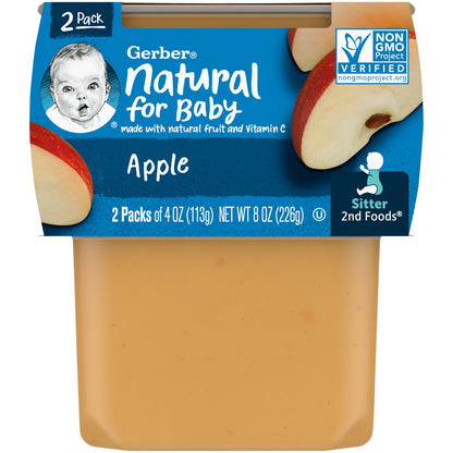 Gerber, Natural for Baby, 2nd Foods®, Apple, 2 Pack, 4 oz (113 g) Each
