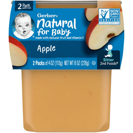 Gerber, Natural for Baby, 2nd Foods®, Apple, 2 Pack, 4 oz (113 g) Each