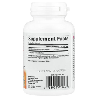 Natural Factors, RegenerLife®, NMN Surge, 500 mg, 30 Vegetarian Capsules