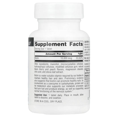 Source Naturals, Biotin Fast Melt™, 10,000 mcg, 120 Tablets