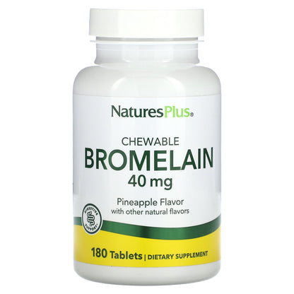 NaturesPlus, Chewable Bromelain, Pineapple, 40 mg, 180 Tablets