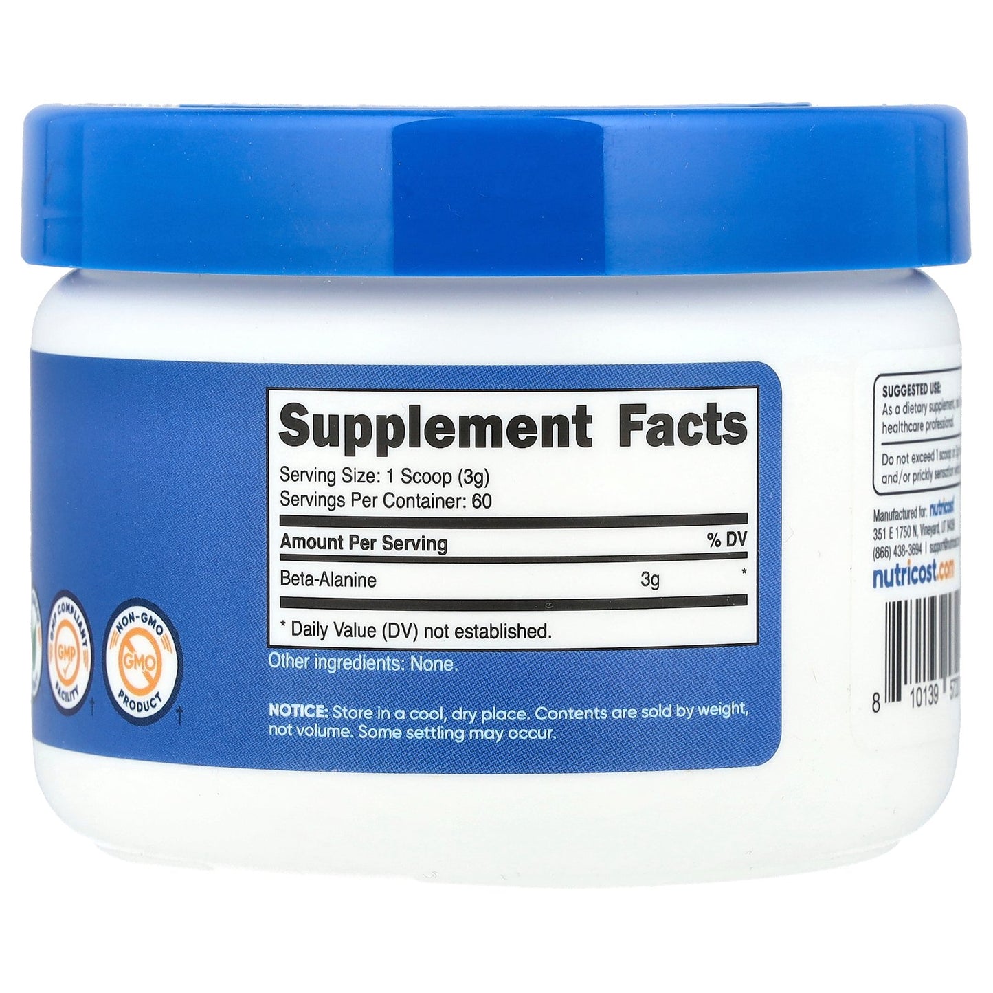 Nutricost, Beta-Alanine, Unflavored, 6.4 oz (180 g)