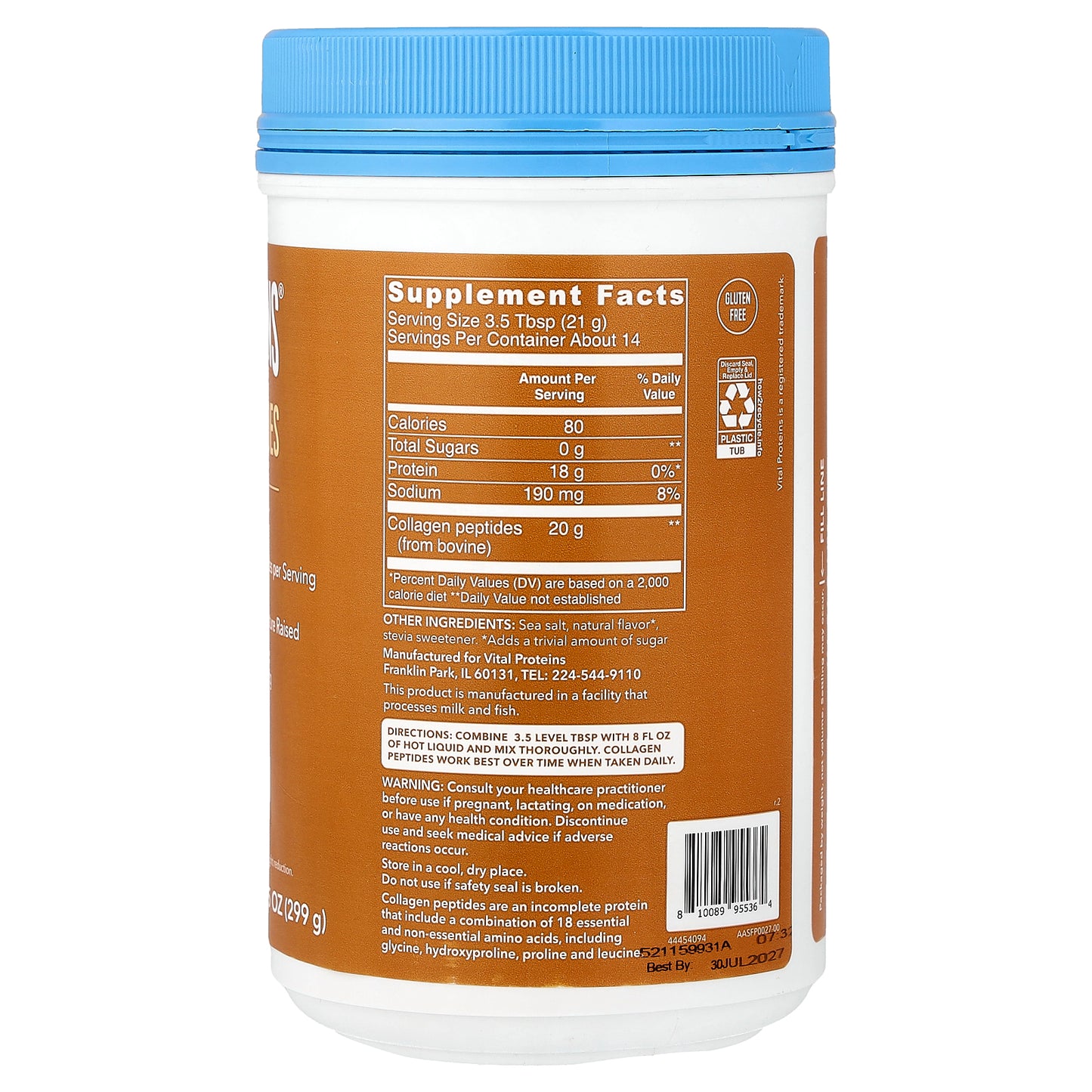 Vital Proteins, Collagen Peptides, Salted Caramel, 10.5 oz (299 g)