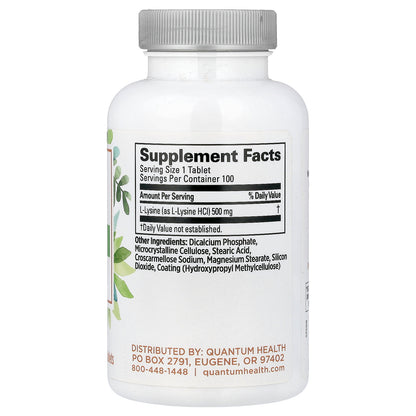 Quantum Health, L-Lysine, 500 mg, 100 Tablets