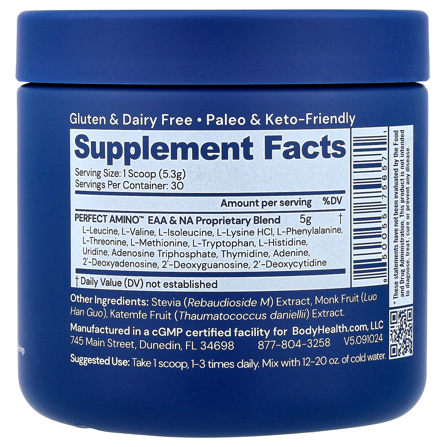 BodyHealth, Perfect Amino™, Unflavored, 5.61 oz (159 g)