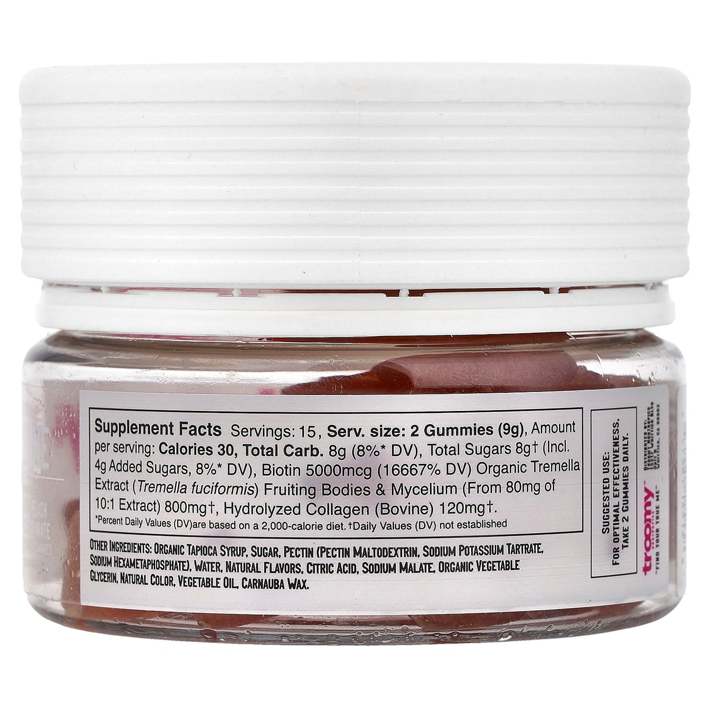 Troomy Nootropics, Shine, Functional Mushrooms Gummies, White Peach Pomegranate, 30 Gummies