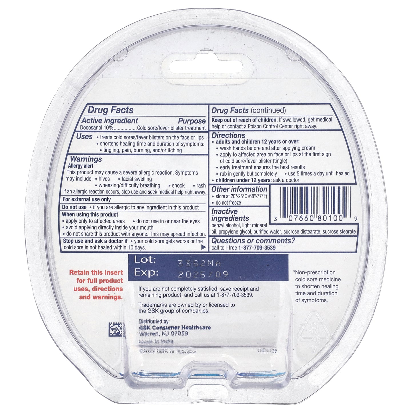 Abreva, Cold Sore/Fever Blister Treatment, 0.07 oz (2 g)