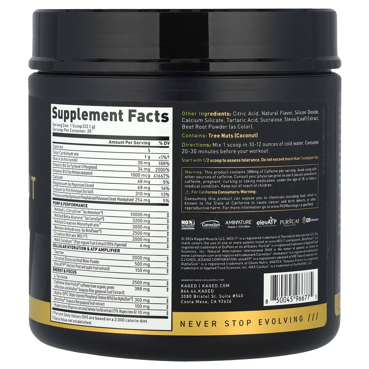 Kaged, Elite Series, Pre-Workout, Fruit Punch, 1.46 lb (662 g)