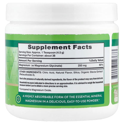 Nature's Truth, Non-Buffered Magnesium Glycinate Powder, Natural Lemon , 6 oz (170 g)