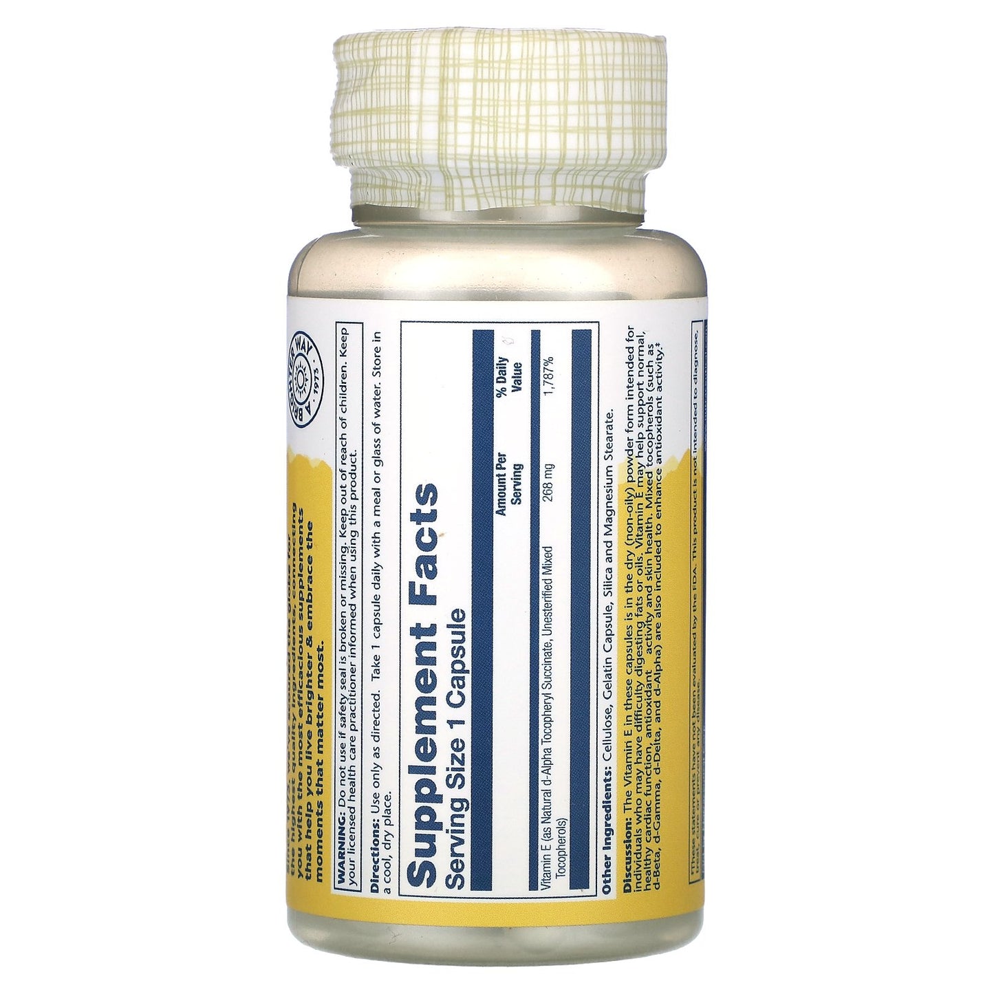 Solaray, Vitamin E, Dry Form, 268 mg, 50 Capsules