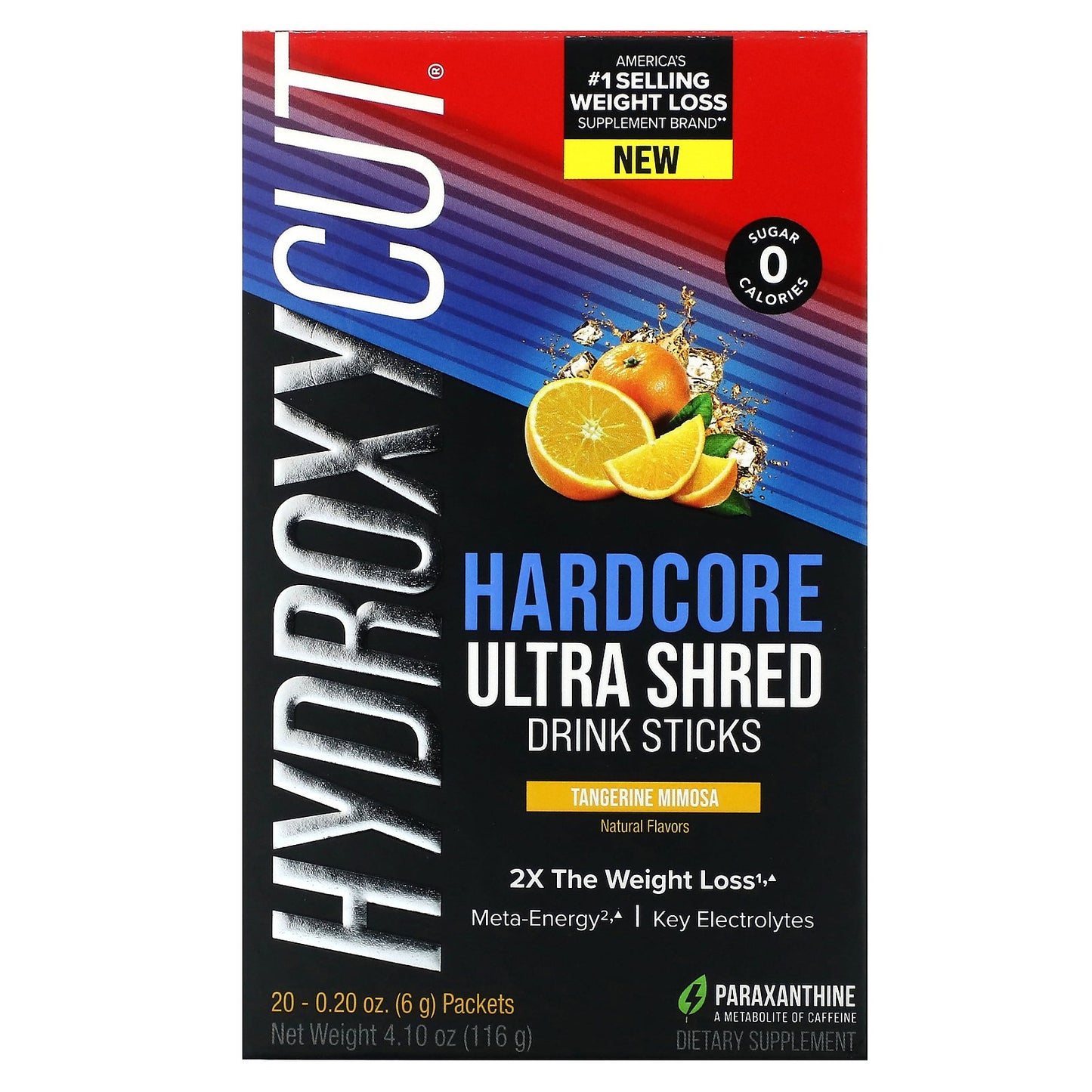 Hydroxycut, Hardcore Ultra Shed Drink Sticks, Tangerine Mimosa, 20 Packets, 0.2 oz (6 g) Each