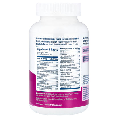 Bariatric Fusion, High ADEK Multivitamin, Mixed Berry, 120 Tablets