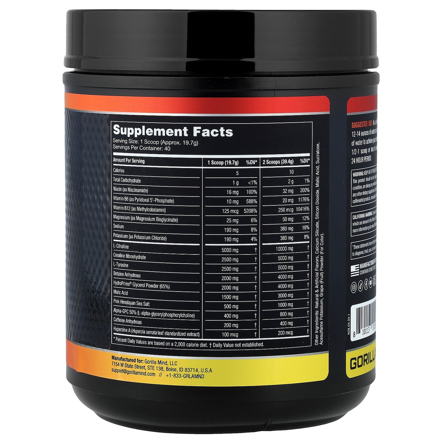 Gorilla Mind, Mode, Pre-Workout Formula, Grape Cotton Candy, 1.74 lb (788 g)