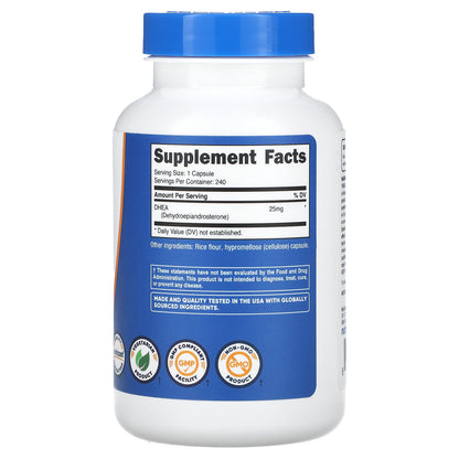 Nutricost, DHEA, 25 mg, 240 Capsules