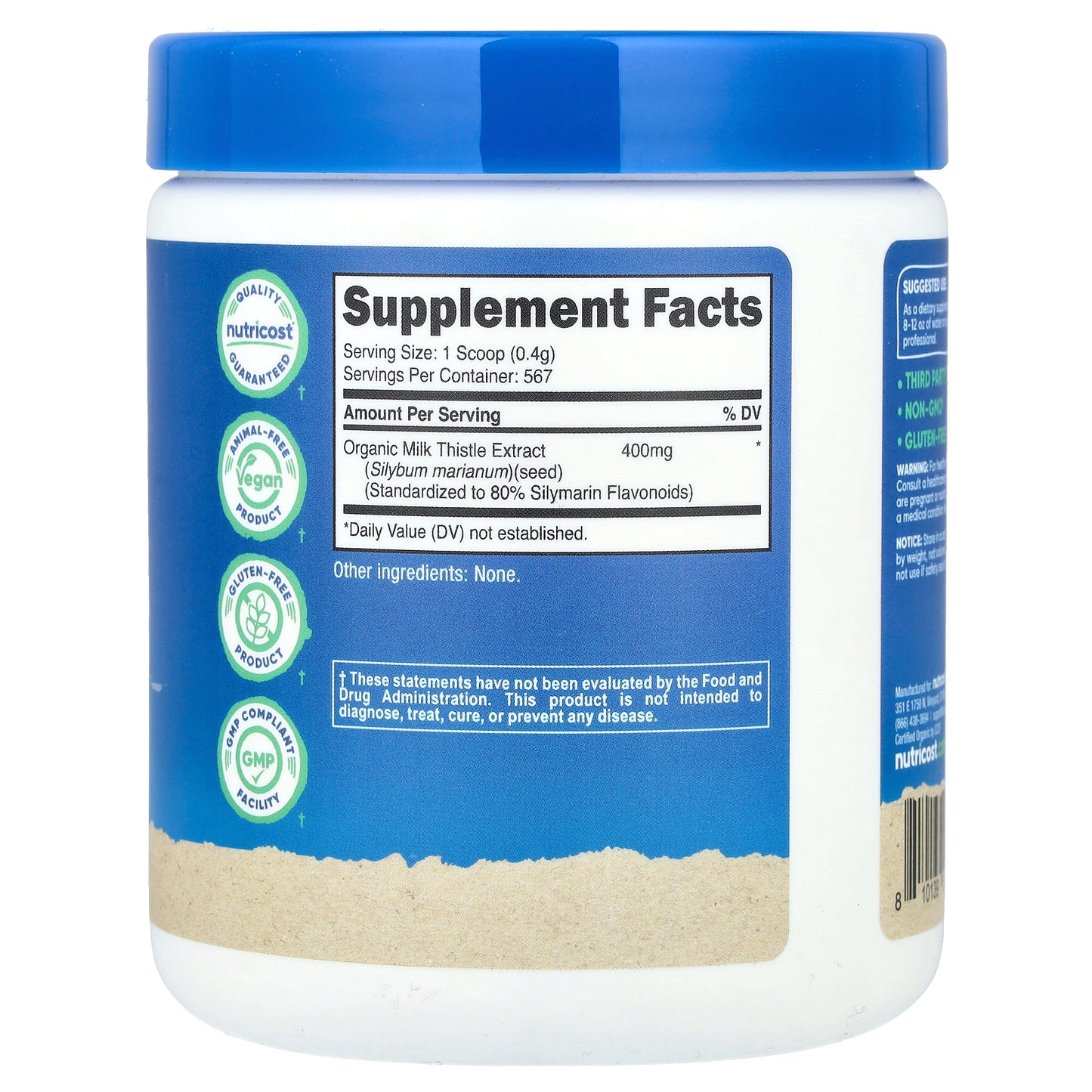 Nutricost, Organic Milk Thistle, Unflavored, 8.1 oz (227 g)