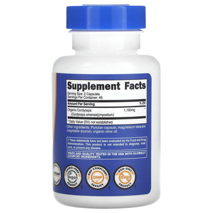 Nutricost, Cordyceps Mushroom, 90 Capsules (550 mg per Capsule)