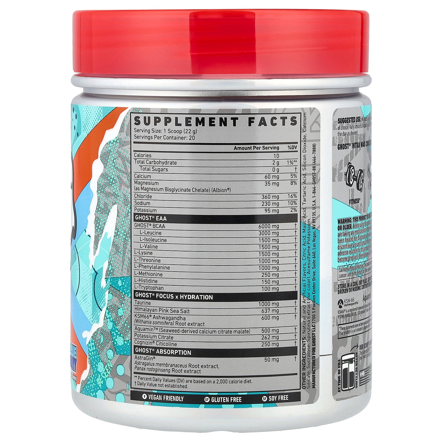 Ghost, Intra, Blue Raspberry, 15.5 oz (440 g)