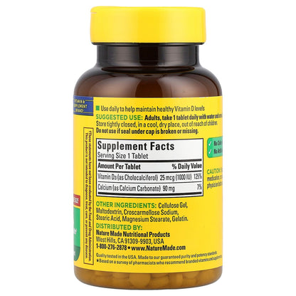 Nature Made, Vitamin D3, 25 mcg (1000 IU), 300 Tablets