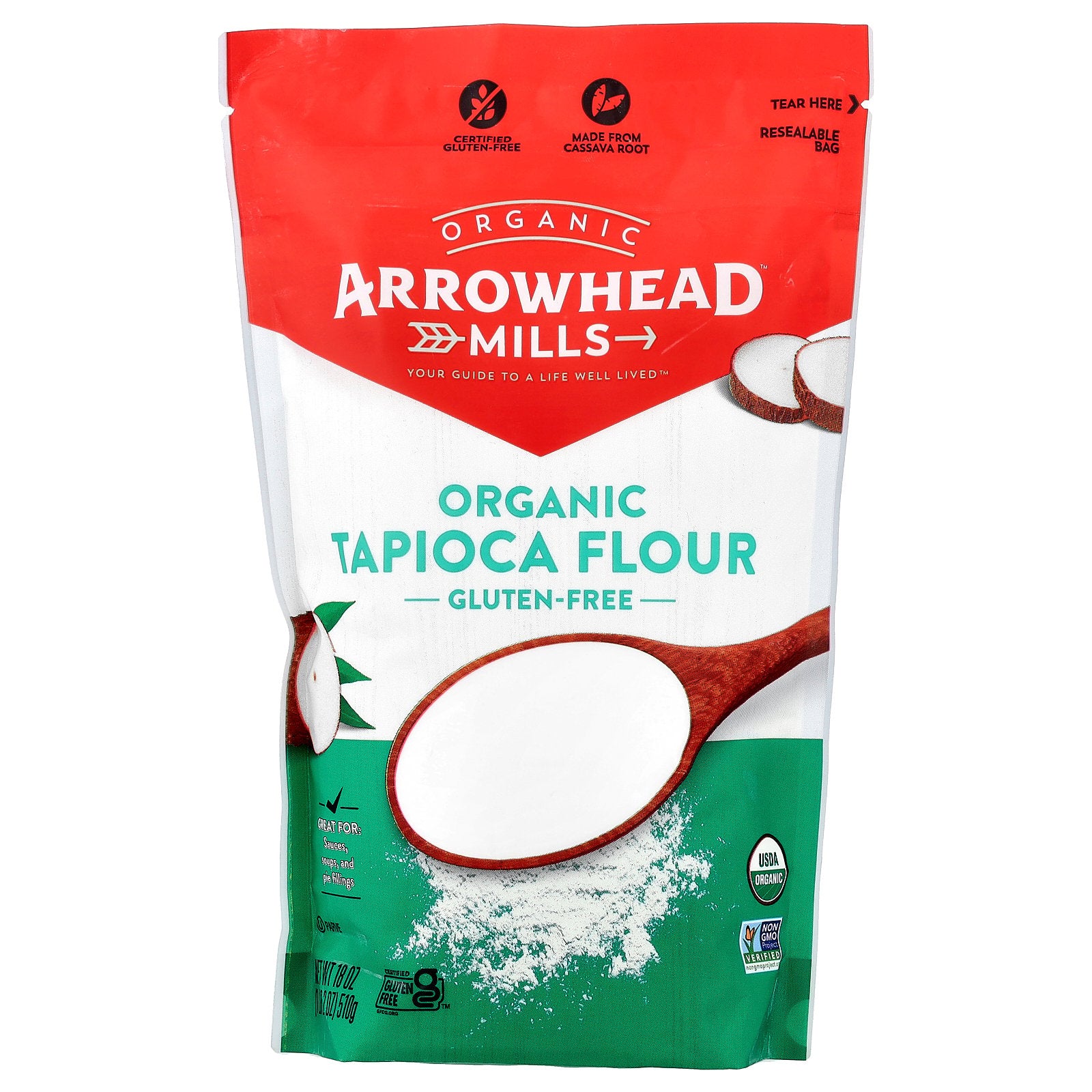 Arrowhead Mills, Organic Tapioca Flour, Gluten Free, 18 oz (510 g)