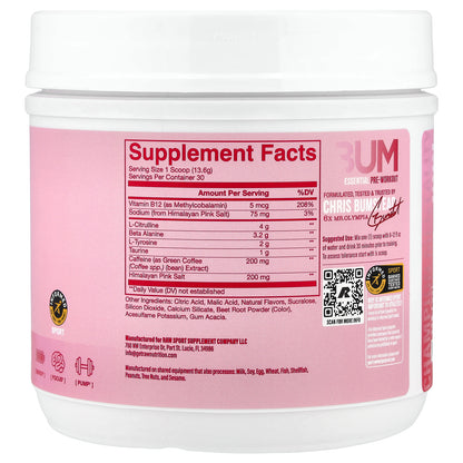 Raw Nutrition, Bum Essentials, Essential Pre-Workout, Raspberry Creamthickle, 14.39 oz (408 g)